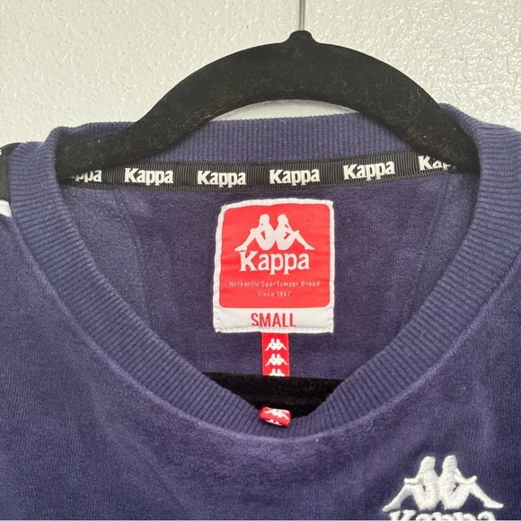 Kappa Blue Velour Crop Top Crew Neck Long Sleeve Size Small - Picture 5 of 6